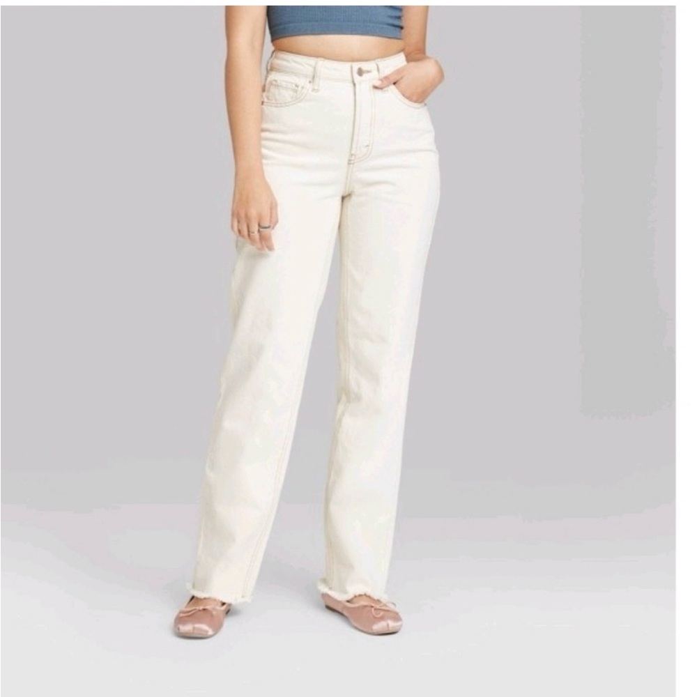 wild fable High Rise Straight Leg Jeans in Cream 6